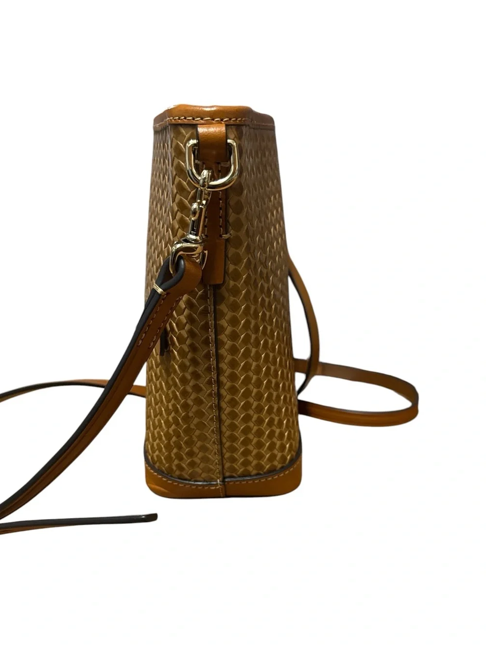 Dooney & Bourke Cognac Brown Woven Leather Crossbody - Picture 7 of 9
